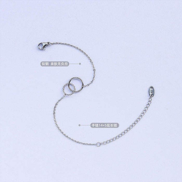 Simple Style Commute Double Ring Titanium Steel Plating Bracelets Necklace