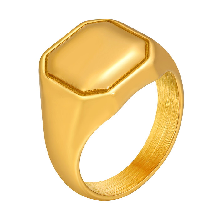Simple Style Square Stainless Steel 18K Gold Plated Rings In Bulk