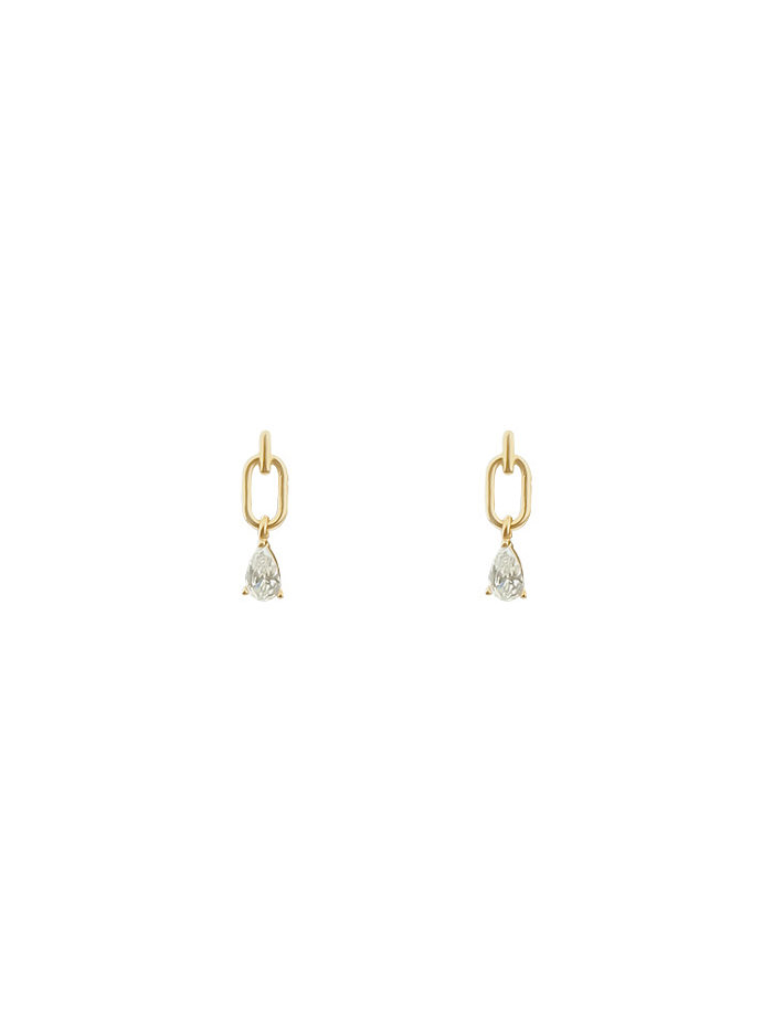 1 Pair IG Style Water Droplets Plating Inlay Copper Zircon Gold Plated Earrings