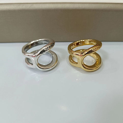 Simple Style Geometric Solid Color Copper Plating Silver Plated Rings