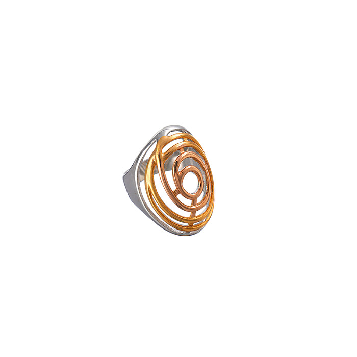Lässiger, moderner Großhandelsstil mit Farbblock-Edelstahlbeschichtung und vergoldeten Ringen