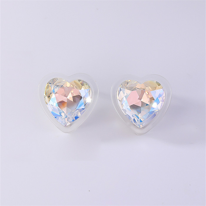 1 par casual geométrico formato de coração borboleta incrustação de cobre zircão brincos