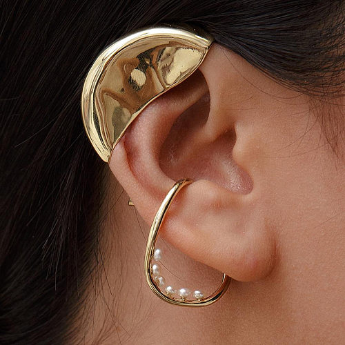 Boucles d'oreilles plaquées cuivre, 1 pièce, couleur unie, perles artificielles, à la mode