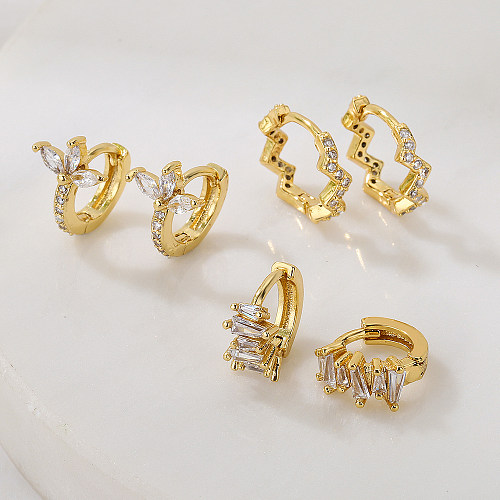 Mode unregelmäßige Kreis Schmetterling Welle Kupfer Beschichtung 18K Gold Zirkon geometrische Ohrringe