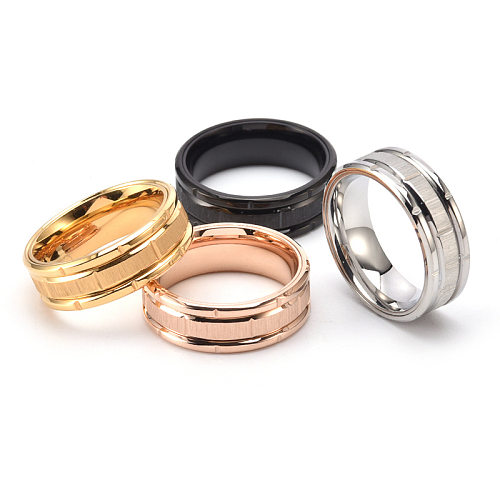 1 Piece Simple Style Circle Solid Color Stainless Steel Polishing Plating Rings