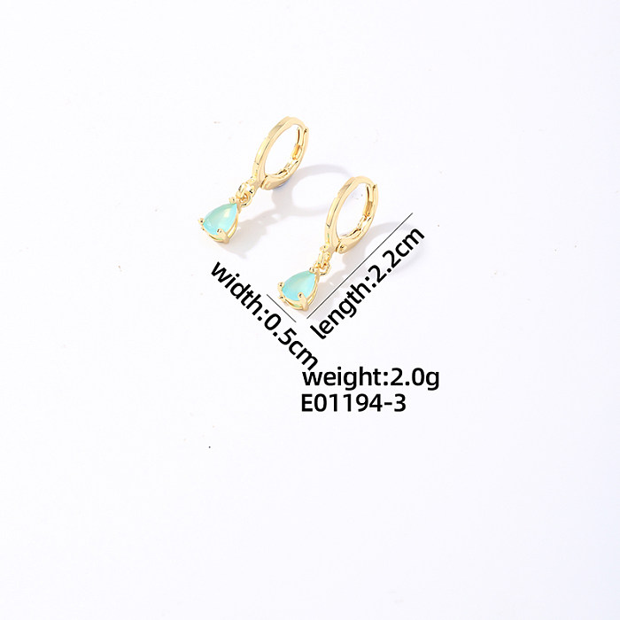 1 Pair Casual Vintage Style Simple Style Water Droplets Plating Inlay Copper Zircon White Gold Plated Gold Plated Drop Earrings