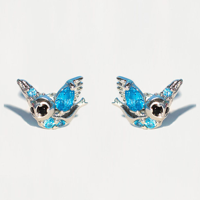 1 Pair Cute Sweet Cartoon Character Inlay Copper Zircon Ear Studs