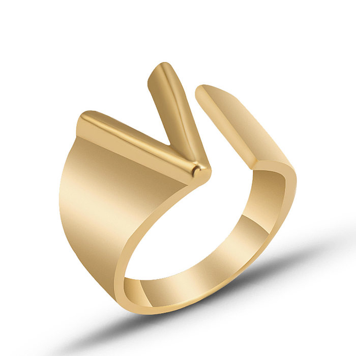 Casual estilo simples carta cobre polimento chapeamento oco anel aberto