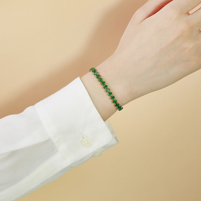 Collier de bracelets de Zircon d'incrustation de placage d'acier inoxydable de couleur unie de mode