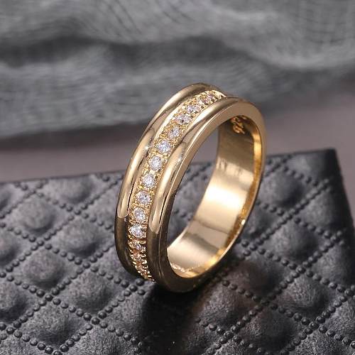 Vintage Style Geometric Solid Color Copper Plating Inlay Zircon Rings