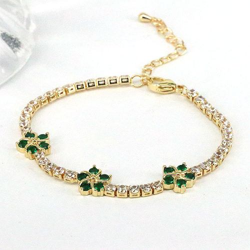 Women'S Fashion Flower Copper Bracelets Plating Inlaid Zircon Zircon Copper Bracelets
