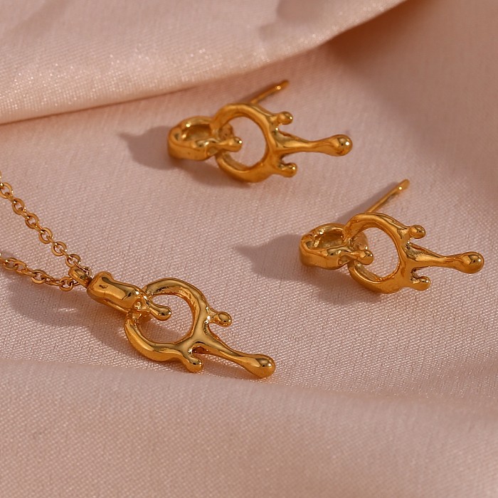 Elegante, schlichte, geometrische Ohrringe mit 18-Karat-Vergoldung aus Edelstahl