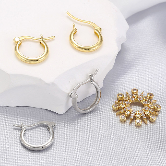 1 Pair Casual Circle Brass Plating Inlay Zircon Drop Earrings