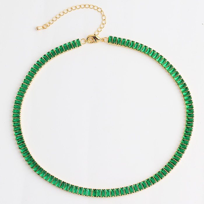 Fashion Geometric Copper Choker Inlay Zircon Copper Necklaces