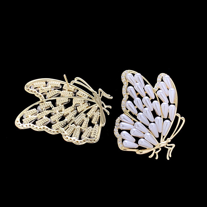 1 Pair Lady Classic Style Butterfly Copper Earrings