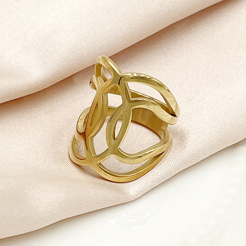 Artistic Solid Color Stainless Steel Gold Plated Wide Band Ring In Bulk