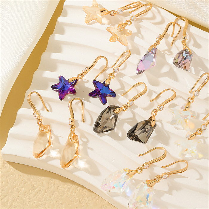 1 Pair Casual Elegant Modern Style Geometric Heart Shape Flower Copper Drop Earrings
