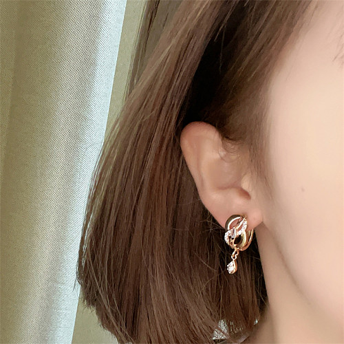 1 Pair Casual Simple Style Infinity The Answer Plating Inlay Copper Zircon Gold Plated Drop Earrings