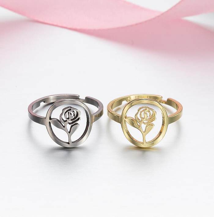 Simple Style Rose Stainless Steel Rings