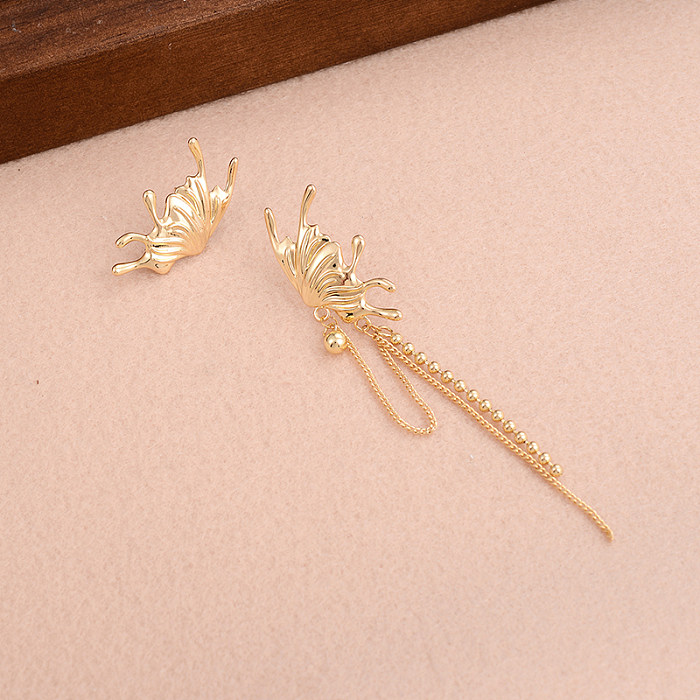 1 Pair Vintage Style Simple Style Butterfly Plating Copper 14K Gold Plated Drop Earrings