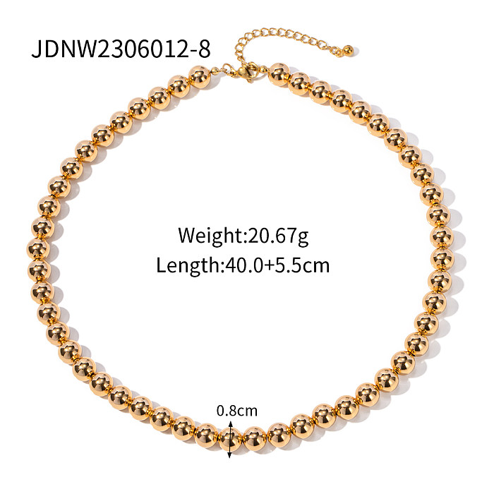 Elegant Retro Solid Color Stainless Steel Beaded Bracelets Necklace