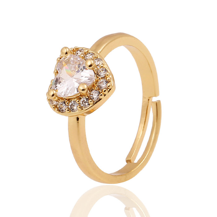 Neuer Damen-Ring, verkupfertes Gold, herzförmiger Ring, einfacher Temperament-Schmuck