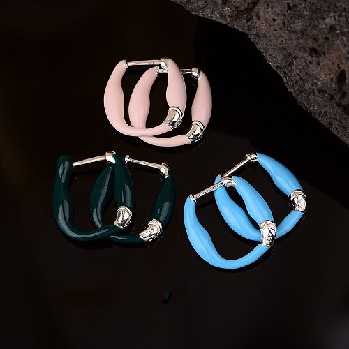 1 Pair Casual Simple Style U Shape Plating Copper Silver Plated Earrings