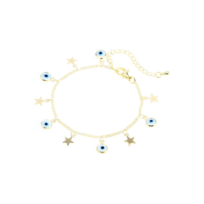 Collar de pulseras de mujer con esmalte de cobre y ojo de estrella a la moda, 1 pieza