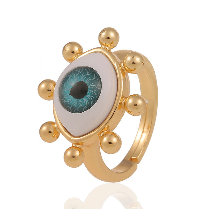 Moda vintage geométrico olho cobre incrustado zircão anel jóias por atacado