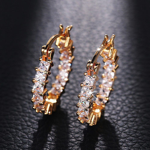 Neue Zirkon dünne weibliche europäische und amerikanische Kupfer vergoldete Mode Kupfer Ohrringe