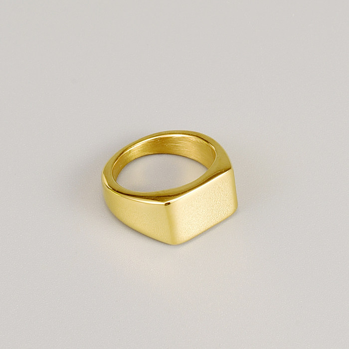 Anillos de acero de titanio geométricos de estilo simple chapados en oro sin anillos de acero inoxidable con incrustaciones