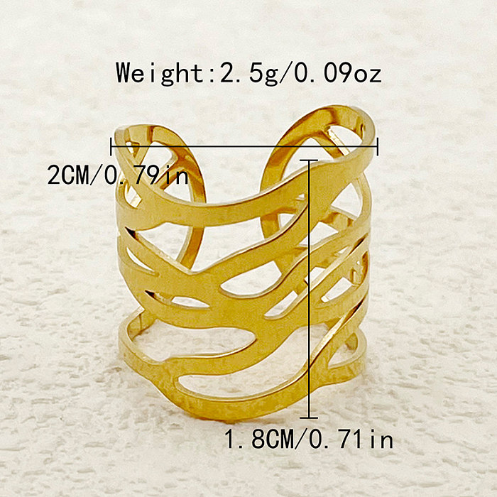 Casual Simple Style Streetwear Irregular Stainless Steel Plating Gold Plated Open Rings