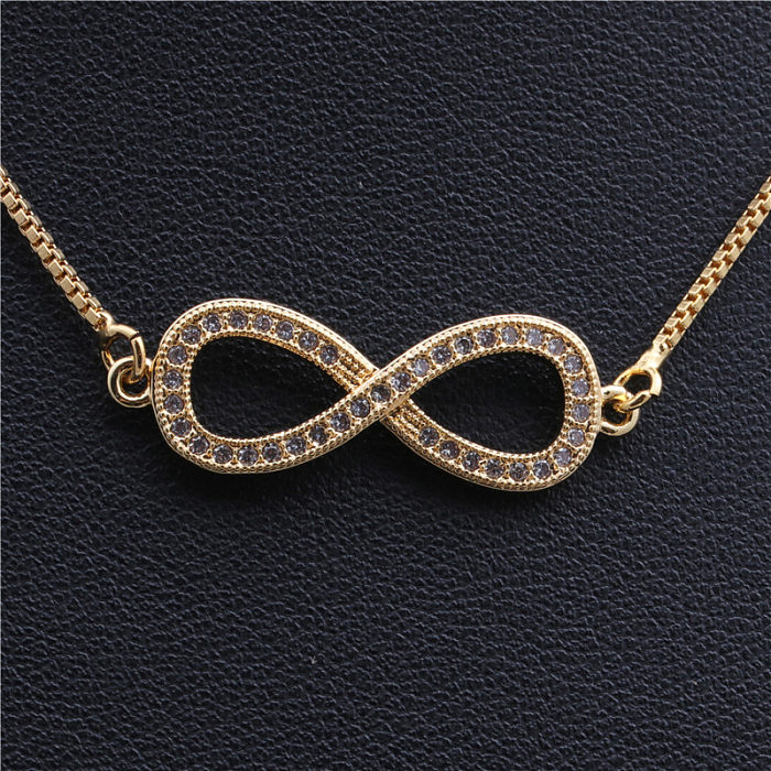 Hot Sale Copper Necklace 8-word Infinity Micro-set Zircon Necklace Copper Wholesale jewelry