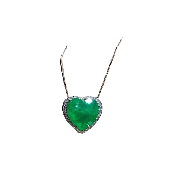 Retro Heart Shape Copper Inlay Rhinestones Women'S Earrings Necklace