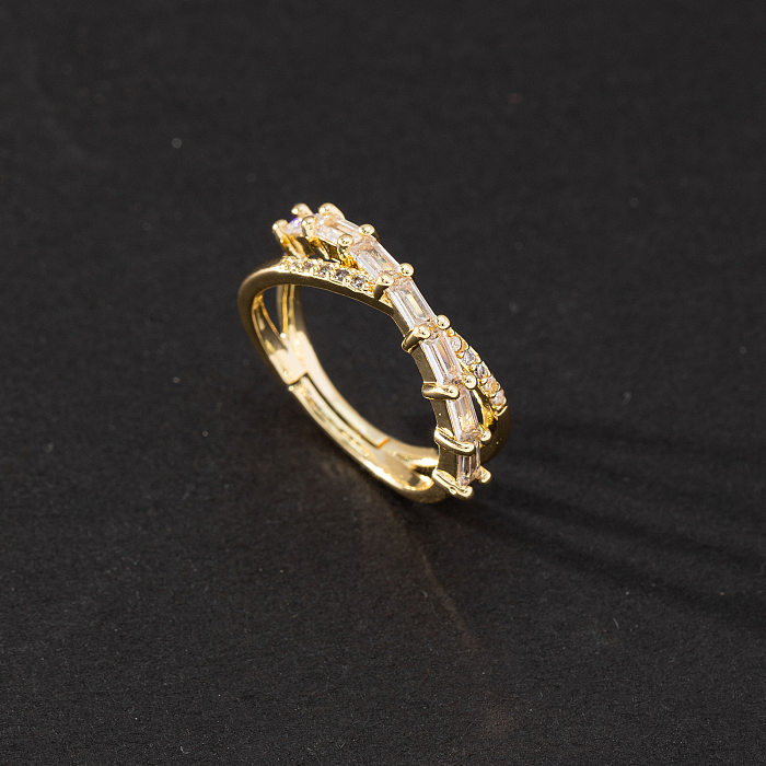 1 peça moda carta formato de coração gato cobre incrustado zircão pérolas artificiais anel aberto