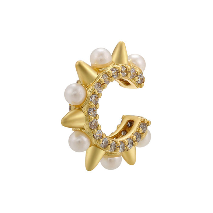 Fashion Elegant Zircon Pearl Inlaid Ear Clip Non-Piercing Earrings