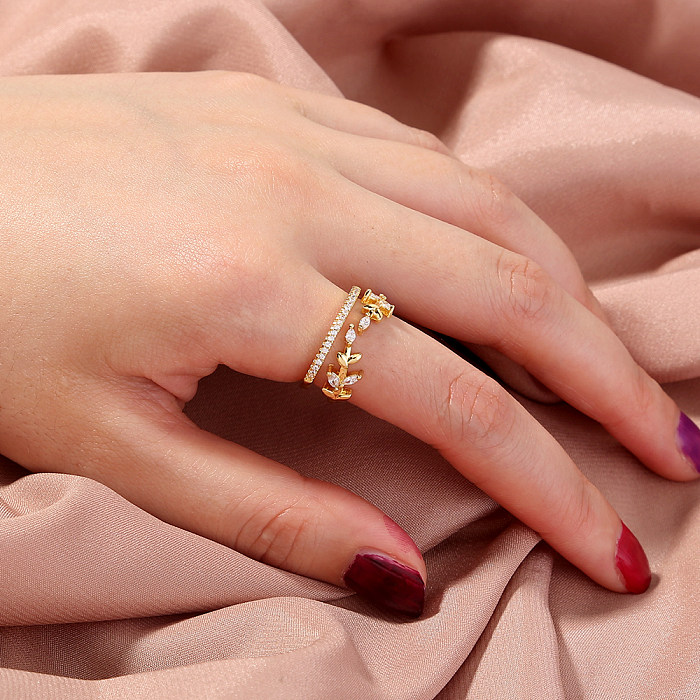 Anéis de cobre geométricos fashion anéis de cobre de zircão 1 peça