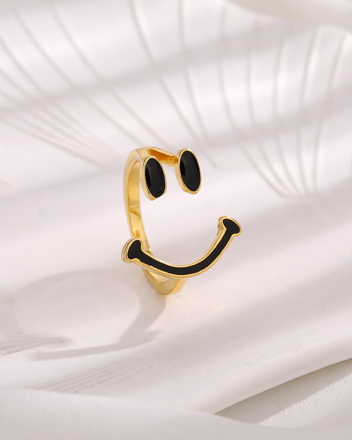 Epoxy simples do cobre da cara do smiley do estilo que chapeia anéis abertos chapeados ouro 18K