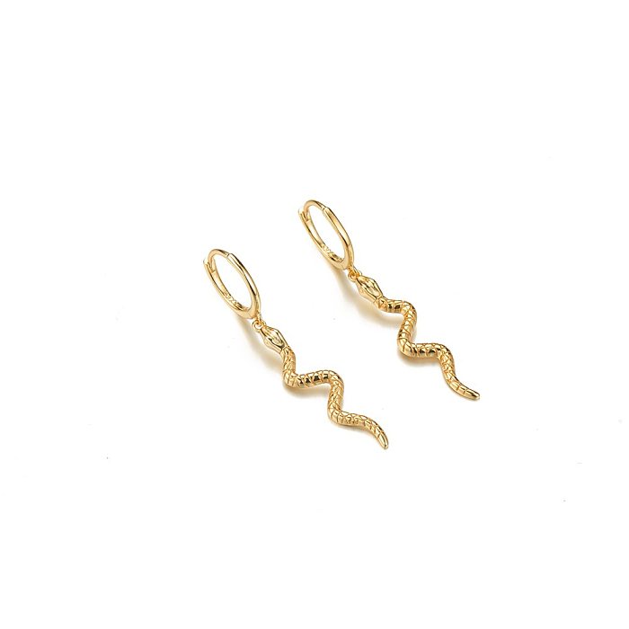 Petites boucles d'oreilles serpent en métal et cuivre simples