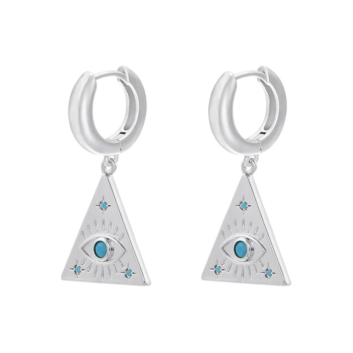 1 Pair IG Style Simple Style Triangle Devil'S Eye Butterfly Plating Inlay Copper Zircon 18K Gold Plated Drop Earrings
