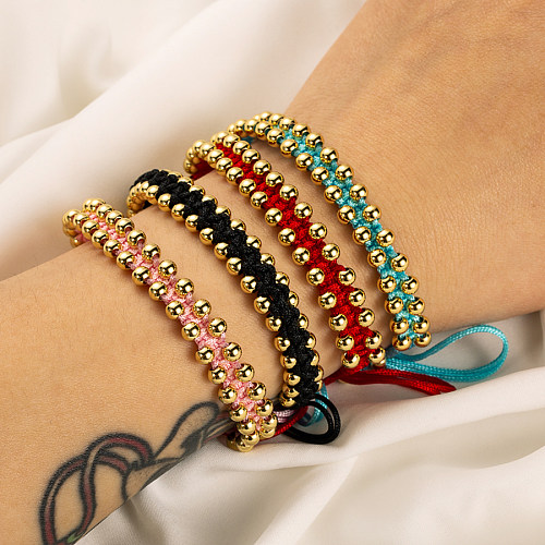 IG Style Classic Style Colorful Copper Knitting Plating 18K Gold Plated Bracelets