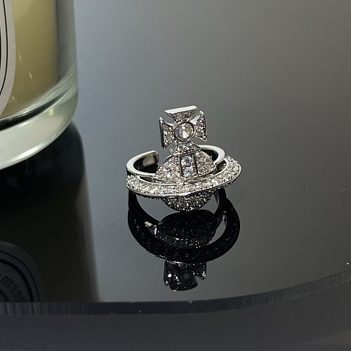 1 Piece Fashion Planet Copper Plating Inlay Zircon Open Ring