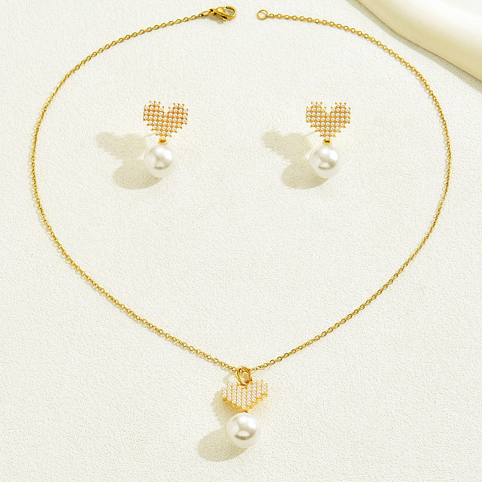 Elegante süße klassische Art-Kreuz-Herz-Form-Schmetterlings-Edelstahl-Kunststoff-Kupferbeschichtung mit 18 Karat vergoldeter Ohrringe-Halskette