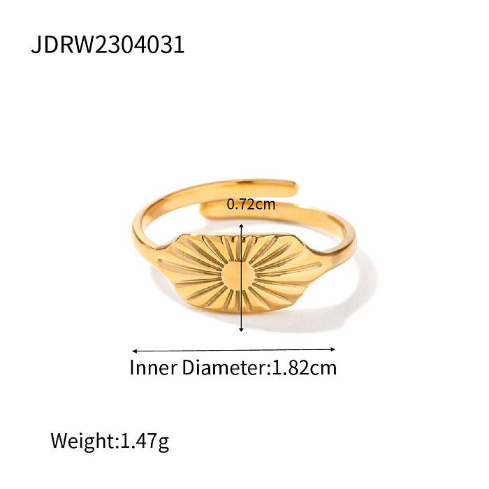 Commute Round Stainless Steel Plating Titanium Steel 18K Gold Plated Rings