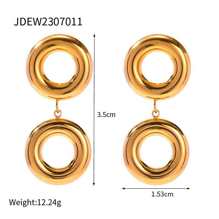 Estilo IG estilo simples streetwear círculo banhado a ouro 18K pulseiras brincos de aço inoxidável