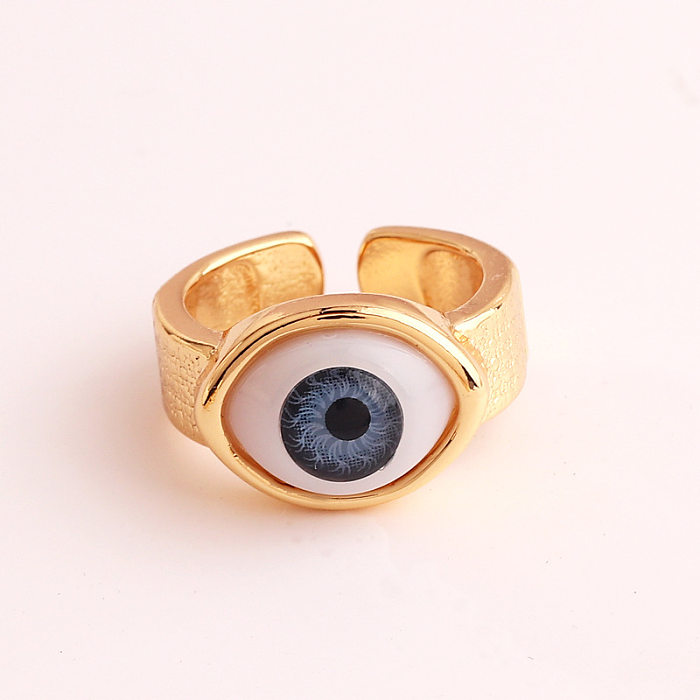 Retro Devil'S Eye Copper Open Ring Plating Resin Copper Rings