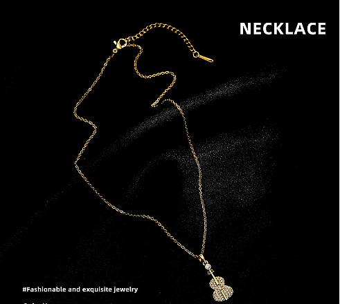 Damen-Halskette mit Anhänger, Tierblume, künstliche Perle, Titanstahl, Kupferbeschichtung, Inlay, Zirkon