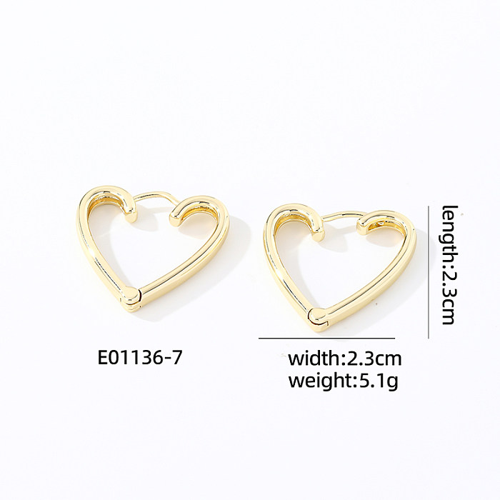 1 Pair Simple Style Heart Shape Irregular Copper Ear Studs