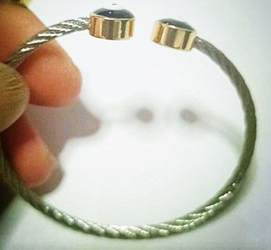 Pulseiras unissex de anéis unissex de cobre epóxi estilo retrô simples olho do diabo em aço inoxidável