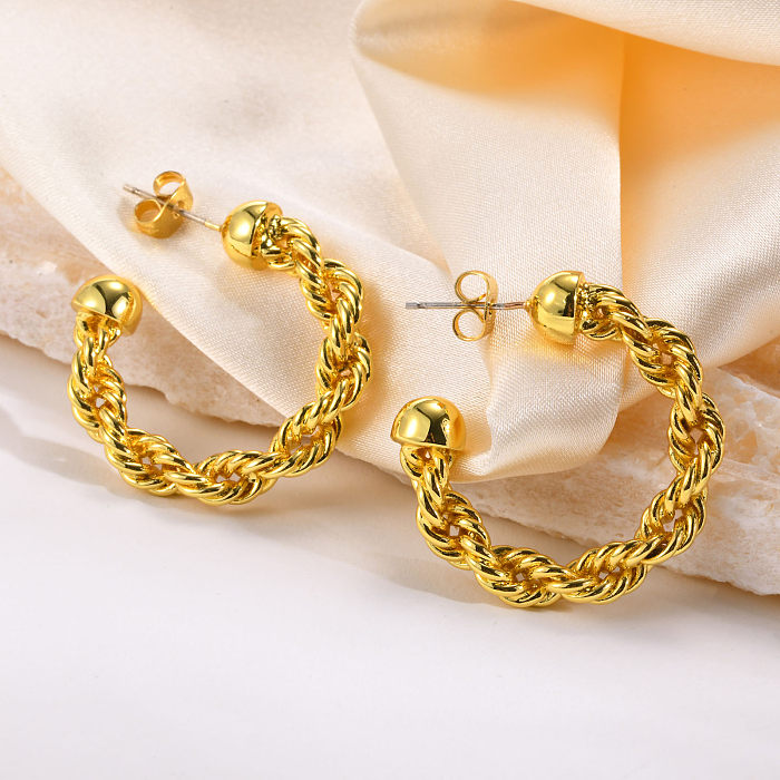 1 Paar schlichte, einfarbige Kupfer-vergoldete Ohrringe